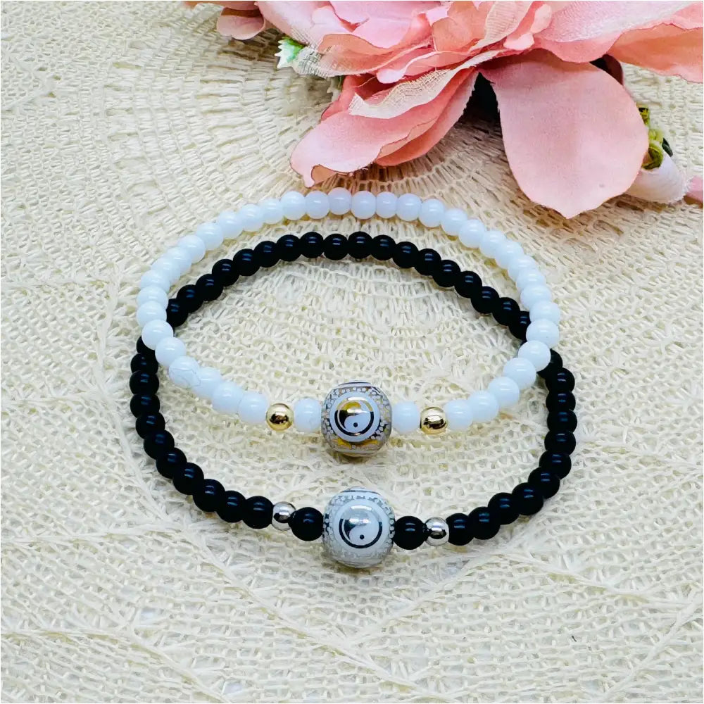 Yin Yang Partnerarmband schwarz weiß Anmarii