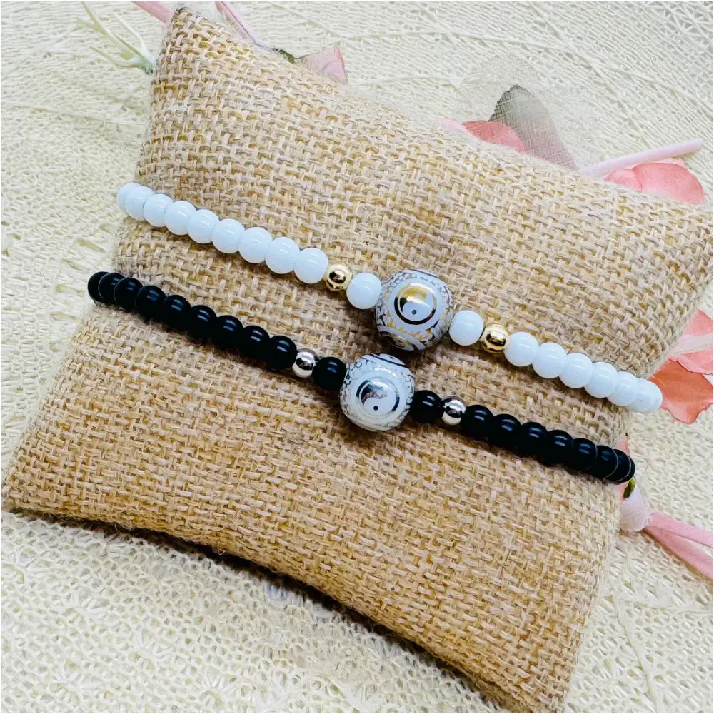 Yin Yang Partnerarmband schwarz weiß Anmarii